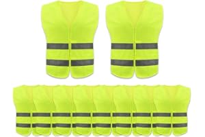 Anlising Warnweste, 10PCS Gelb Reflektierende Sicherheitswesten, 360 Grad Reflektierenden Streifen Weste, Auto Reflektorweste, Neon Gelb Reflektierend Warnweste, für Fahrern, Arbeitskräften,Erwachsene