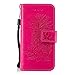 Produktbild DENDICO iPhone 5 / 5s / SE Hülle Premium Leder Schutzhülle Tasche Case mit Kartensteckplätzen für Apple iPhone 5 / 5s / SE Brieftasche Lederhülle im Bookstyle - Pink