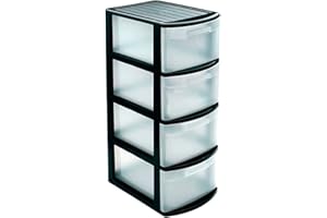 Acan Tradineur – Cajonera Tamesis Multiusos de 4 cajones – Sin Ruedas – Fabricado en plástico – 78 x 28,5 x 39 cm – Color Negro
