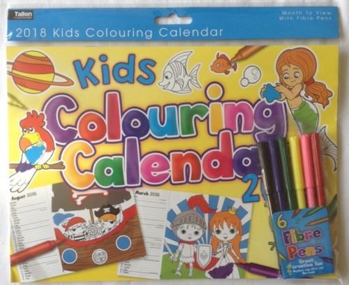 shop inc 2018 A4 paysage Kids Coloring Calendrier avec 6 Stylos fibre - Activité enfants à colorier