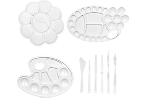 Yzwuyou 3er Pack Mischpalette Acrylfarben Farbmischpalette mit 6 Teiligem Satz Ölmalschaber aus Kunststoff für Aquarell Gouache Acryl Ölmalerei