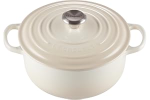 Le Creuset Cocotte redonda de hierro fundido, 22 cm, 3, 3 L, Todas Las Fuentes de Calor incluso inducción, Meringue, 21177227164430