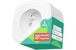 meross Prise Connectée (FR), 16A Prise WiFi Compatible avec Alexa et Google Home, Prise Intelligente avec Suivi de Consommation, Commande Vocale et Contrôle à Distance