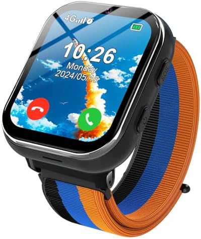 PTHTECHUS Smartwatch per bambini 4G, orologio telefonico per bambini con funzione di chiamata, chiamate bidirezionali, fotocamera, MP3, SOS, scheda di apprendimento, regalo per ragazzi e ragazze nero