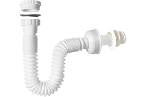 YEECKA Sifón Lavabo Flexible Desague Lavabo con Tapón de Cierre, Universal G 1 1/4” X 32 mm Sifon Cocina Fregadero Extensible de 350 a 880mm, Desague Fregadero para Baños Y Lavabos