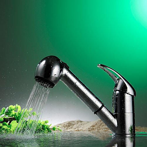Kaleep Spültischarmatur mit herausziehbarer Geschirrbrause Küche verchromt Hochdruck Armatur Mischbatterie Einhandhebelmischer Wasserhahn Spültisch Wasserhahn - 4