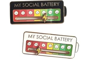 JOGNEE My Social Battery pin, Lustige Brosche für soziale Stimmung für 7 Tage, 2 Stück Brosche für soziale Batterie, lustige Pins, Schmuck, Dekoration, Anstecknadel