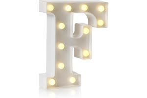 anso LED Alphabet Letter & Number Light Sign Decorations Lamp for Home Birthday Party Event Night Lights 22cm (F)