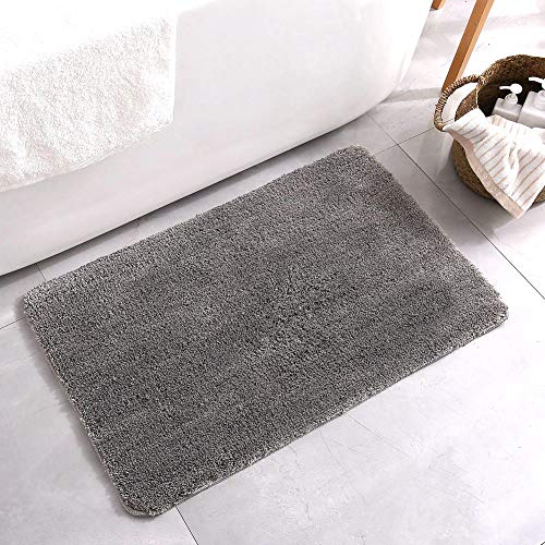 HJ Stay Real Tappeto da Bagno in Microfibra, Antiscivolo Assorbente Forte Morbidissimo 50 x 80cm Grigio