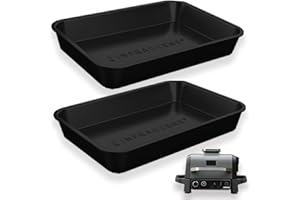 Drip Pan for Ninja Woodfire Outdoor Grill OG701 OG751 Set of Two Reusable Liner Silicone Trays, Non-Disposable and Heat Resistant for Wood Fire Smoker Air Fryer 7-in-1 by INFRAOVENS