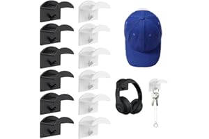 YAANBUNB 12 Stück Selbstklebende Huthaken hut haken Weiß Hut Organizer Schwarz Hutablage cap halterung wand Hutaufbewahrung Aufhänger Hutständer für Baseballkappen für Fenster Glas Bad Küche