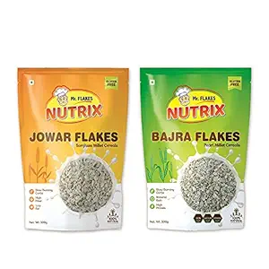 Bajra & Jowar Flakes Combo | Healthy Breakfast Cereals with Millets, Gluten free | Rich in proteins & fibre, Supports diet & weight loss (300g each) - MR FLAKES NUTRIX