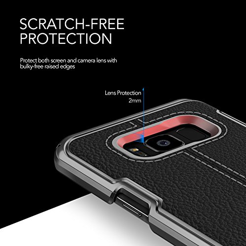 Galaxy S8 Hülle, VRS Design® Leder Schutzhülle [Schwarz] Handytasche Slim Case mit Echt-Leder Außenseite Ledertasche [Simpli Mod] für Samsung Galaxy S8 2017 - 7