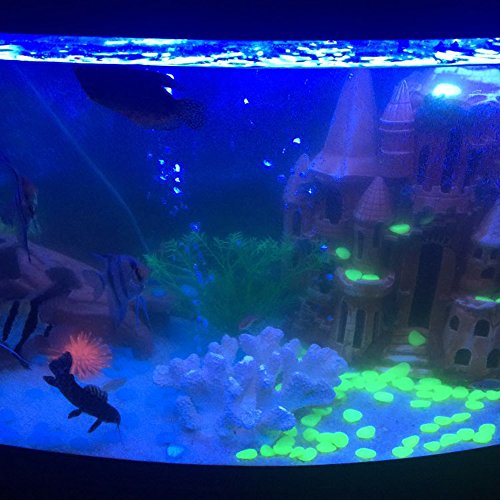Leuchtsteine Leuchtende künstliche Kieselstein leuchtende Kiesel Aquarium Floureszierende Pebble für Garten Durchgang, Yard & Fish Tank Dekorative Steine 100 Stueck ( blau ) - 7