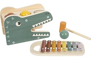 small foot Juego de martillar con xilófono Safari, Juguete para Golpear, Desde 12 Meses, 12461