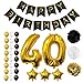 Produktbild BELLE VOUS Luftballons Happy Birthday Banner Party Zubehör Set & Dekorationen Folienballons Geburtstag - Gold, Weiß & Schwarz Latex-Ballon-Dekoration - Dekor für alle Erwachsenen geeignet (Age 40)