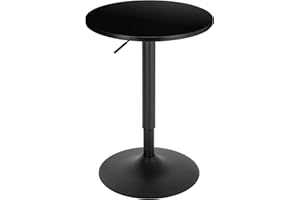 ‎WOLTU WOLTU Stolik barowy, stół z regulacją wysokości 70-91 cm, wielofunkcyjny stół imprezowy do salonu, kuchni, na balkon, stolik bistro z płyty MDF, czarny, 52 x 52 x 91 cm