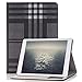 Produktbild elecfan Hülle für Pro 12.9 Zoll 2018, Ultra Dünn Bookstyle Folio PU Leder Fall mit Karomuster Retro Vintage Smart Kartenfächer Standfunktion Perfekt für iPad Pro 12.91 Zoll 2018,Grau