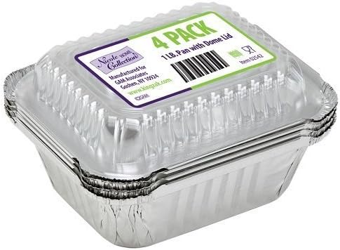 Nicole Home Collection 4 Count Aluminum Oblong Pan with Dome Lid, 1-Pound by Nicole Home Collection