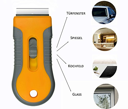 MUZIYU Premium Kochfeldschaber – hochwerter Schaber, Glasschaber, Ceranfeldschaber – ergonomischer Griff + 5 Ersatzklingen - 5