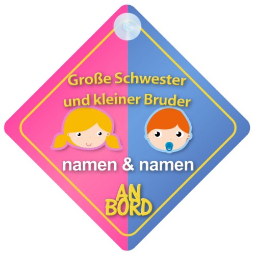 Preisvergleich Produktbild Große Schwester und kleiner Bruder An Bord Personalisierte Autokennzeichen Neues Baby / Kind Geschenk / Präsentieren / Baby on Board / Autoschild