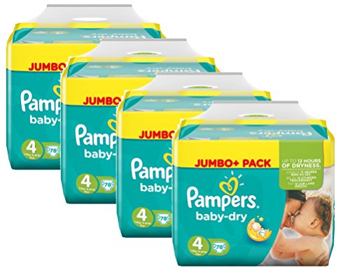 Preisvergleich Produktbild Pampers Baby Dry Größe 4 Maxi 7-18kg Jumbo Plus Pack (4 x 78 Windeln )
