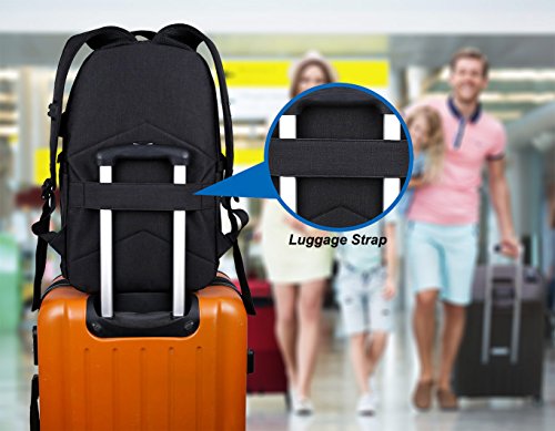 Domila Anti Diebstahl Business Laptop Rucksack mit USB-Ladeanschluss  wasserdichter Reiserucksack f  r M  nner und Frauen  schwarz 