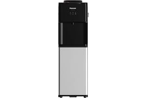 Panasonic Top Loading Water Dispenser, 20L Cabinet Storage, Piano Type Button, Premium Black/Silver Finish, Hot Cold & Normal Water Option-SDM-WD3225TG