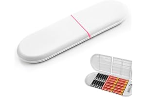 Tomedeks - Organizador de pilas (1 unidad), estuche con comprobador y reconocimiento de cantidad de pilas AA (blanco)