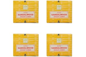 Satya Sandalwood Dhoop Cones, 12 Cones x 4 Packs, for Meditation, Yoga, Relaxation By Rushant