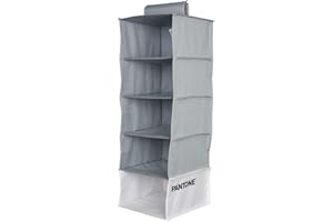 OSAMA HOME PANTONE™ – Organizador de armario que ahorra espacio para colgar con 5 compartimentos para ropa y accesorios, organizador vertical plegable, divisores para armario interior, portaobjetos y ropa, 84 x