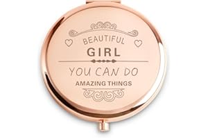QUSTGO Inspirational Gift for Women Girls Her, Personalised Compact Mirror for Teen Adult, Custom Encouragement Small Mirror for Christmas, Secret Santa, Stocking Filler, Graduation, Birthday