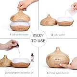 Aroma Diffuser Holz, marsboy 300ml LED Aroma Diffuser, Holzmaserung Luftbefeuchter mit 7 Farbwechsler Duftlampe, Oil Düfte Humidifier für Wohnzimmer,Kinderzimmer etc. - 3