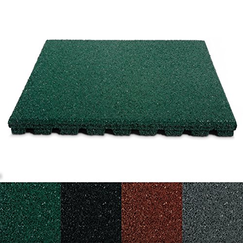 etm® Fallschutzmatte für Außenbereich | Unterseite mit Drainage | Größe 50x50 cm | TÜV geprüft | Stärke 25 oder 43 mm | Grün (25 mm)