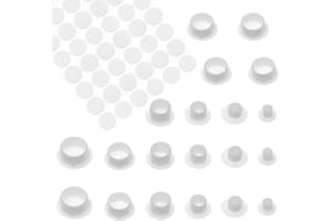 HJYZY Tapones de orificio de plástico de 5/8/10/12/15 mm para agujeros, orificios de gabinete, orificio de tornillo, blanco, 21 mm, autoadhesivos, tapas adhesivas a prueba de polvo, 304 piezas