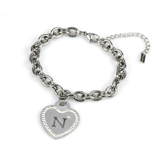 Bracciale Con Lettera Iniziale - Acciaio, Cristalli, Ciondolo Cuore, Regolabile, Confezione Regalo - Foto 9