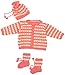 kuchipoo Unisex Hand Knitted Woollen Clothing Set (KUC-SUT-629_Carrot color & Cream_6-9 months) RS.599.00