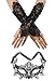Produktbild CAOLATOR Lace Augenmaske Frau Spitze Gesicht Maske und Handschuhe Masquerade Party Kostüm für venezianischen Karneval Party Schwarz