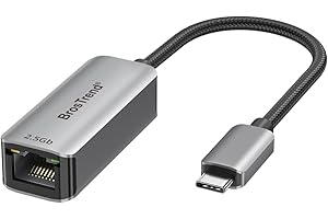 BrosTrend 2.5Gb Adaptador USB C a Ethernet Plug & Play, Aluminio Adaptador RJ45 USB C para PC MacBook Pro/Air iPad (Thunderbolt 3/4/5), Compatible con Windows MacOS Linux ChromeOS, Vida ÚTI Protección