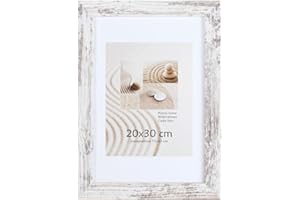 KM Foto Bilderrahmen Holz Plexi Acryl Rahmen quadratisch Collage Wanddeko Poster S215: Farbe: Shabby-Weiß | Format: 20x30