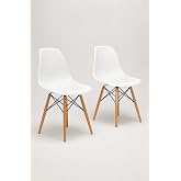 Seduna Beyaz Design Sandalye | Natural Ahşap Ayaklı | 2 Adet