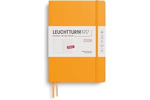 LEUCHTTURM1917 372702 Agenda semanal y cuaderno de notas Dotted Medium (A5) 2026, Rising Sun, Inglés