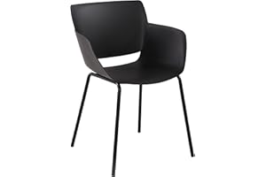 ‎CLP CLP Stuhl Alpena I Outdoorstuhl absolut wetterfest und UV-beständig I Stuhlgestell aus pulverbeschichtetem Stahl I Sessel für draußen, Farbe:schwarz