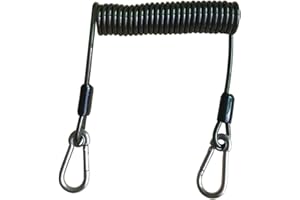 Fuwok Fishing Lanyard, Steel Wire Safety Coiled Lanyard with 2 Clips for Securing Pliers, Lip Grips, Fish Tackle Tool in Boating, Angling, Kayak, Wading, Camping and Hunting