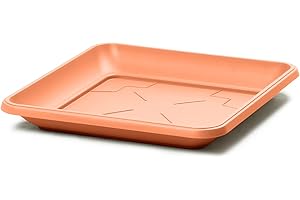 IMJ-Global Soucoupe de pot en terre cuite carrée planteur de plantes fleurs terre intérieure extérieure carrée terre cuite en plastique