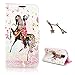 Uming® L Rhinestone Pretty Girl Series Colorful Pattern Print PU case [* for Samsung Galaxy S5Mini Mini G800F *] Flip Holster with Bling Shiny Glitter Diamond Stand Stander Holder Hand Free Credit Card Slot Wallet Hasp Magnet Magnetic Button Buckle Shell Protective Mobile Cell Phone Case Cover Bag + 1 x Anti Dust Plug - Horse riding