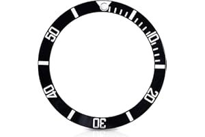 Sonew Cerámica Reloj Bisel Insertar números marcadores Reloj de Pulsera reemplazo del Lazo clásico Anillo Pulsera(Black)