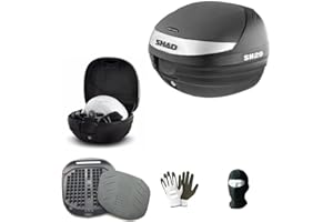 FARBROTHERSONLINE Compatible con Yamaha N-MAX 125 Maletero Maleta SHAD 29 LT Negro+Sistema DE Cierre Seguro+PLAQUETA PORTAEQUIPAJE Moto-Scooter para Casco Integral Universal Jet-Modular