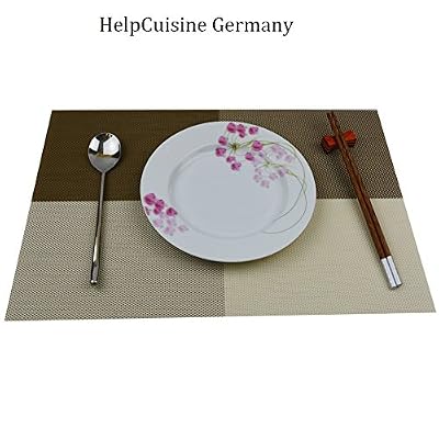 HelpCuisine Set de table/ Napperon, Placemat PVC, Lot de 4 napperons Elegants pour la table salle à manger de qualité supérieure, 24 mois de Garantie! (Lot de 4pcs, Kaki)