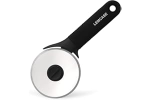 LEMCASE Roulette à Pizza - Coupe Pizza, Découpe Pizza, Couteau a Pizza - Pizza Cutter avec Poignée en Silicone et Lames en Acier Inoxydable avec Couvercle de Protection | Noir